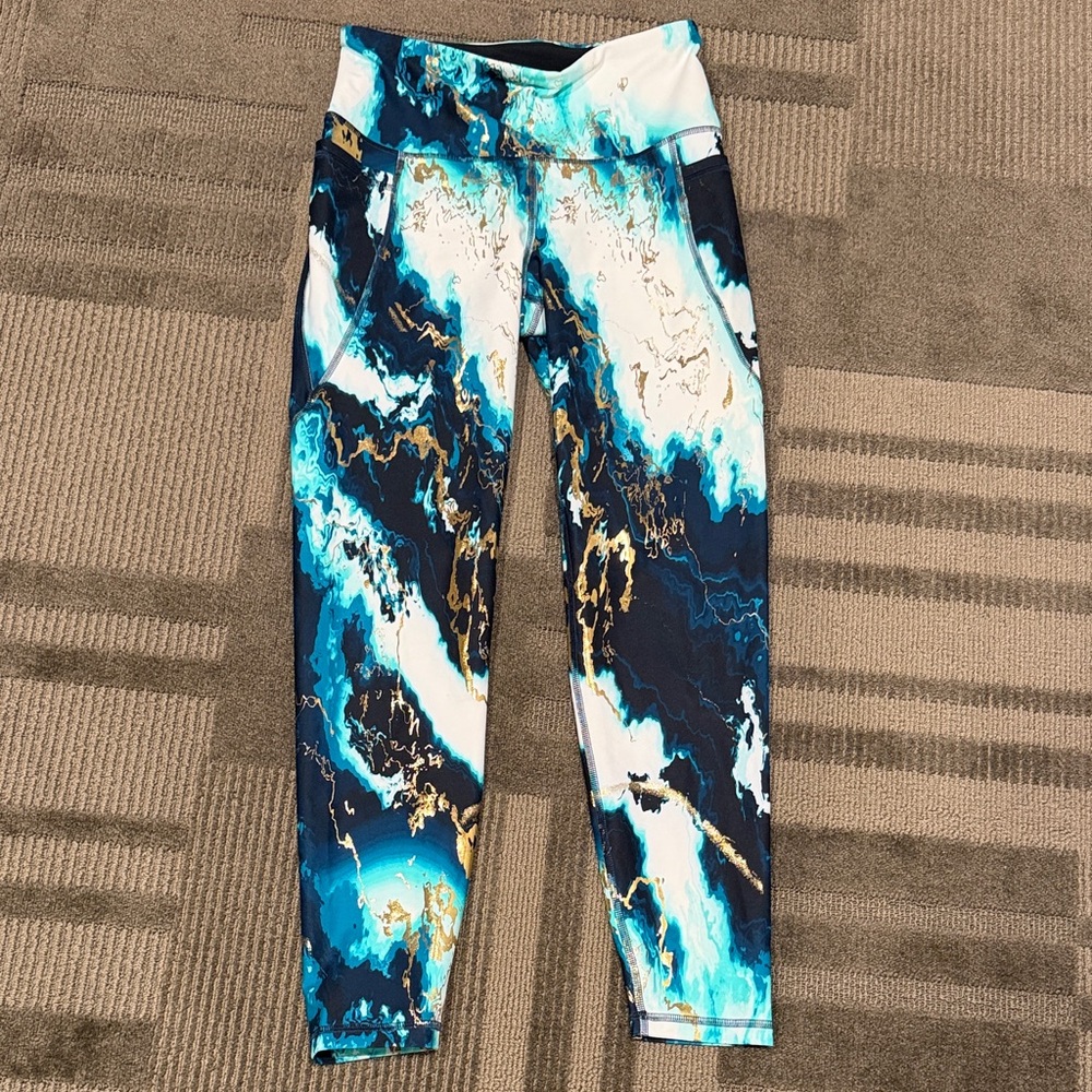 Old Navy Blue and White Marble Leggings